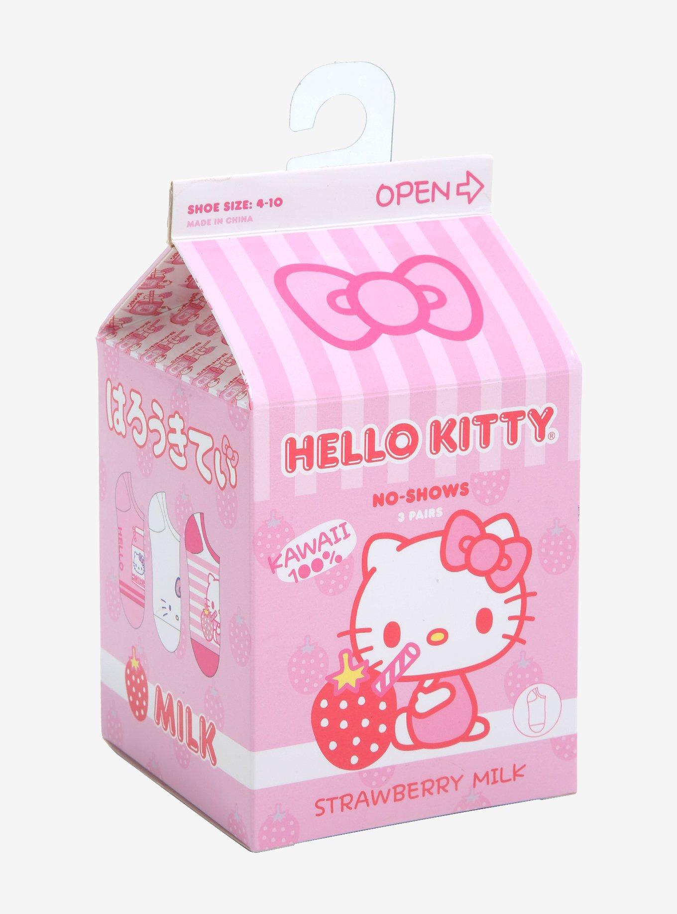 Hello Kitty Milk Carton No-Show Socks 3 Pair, , hi-res
