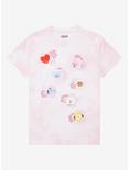BT21 Sakura Characters Tie-Dye Boyfriend Fit Girls T-Shirt, MULTI, hi-res