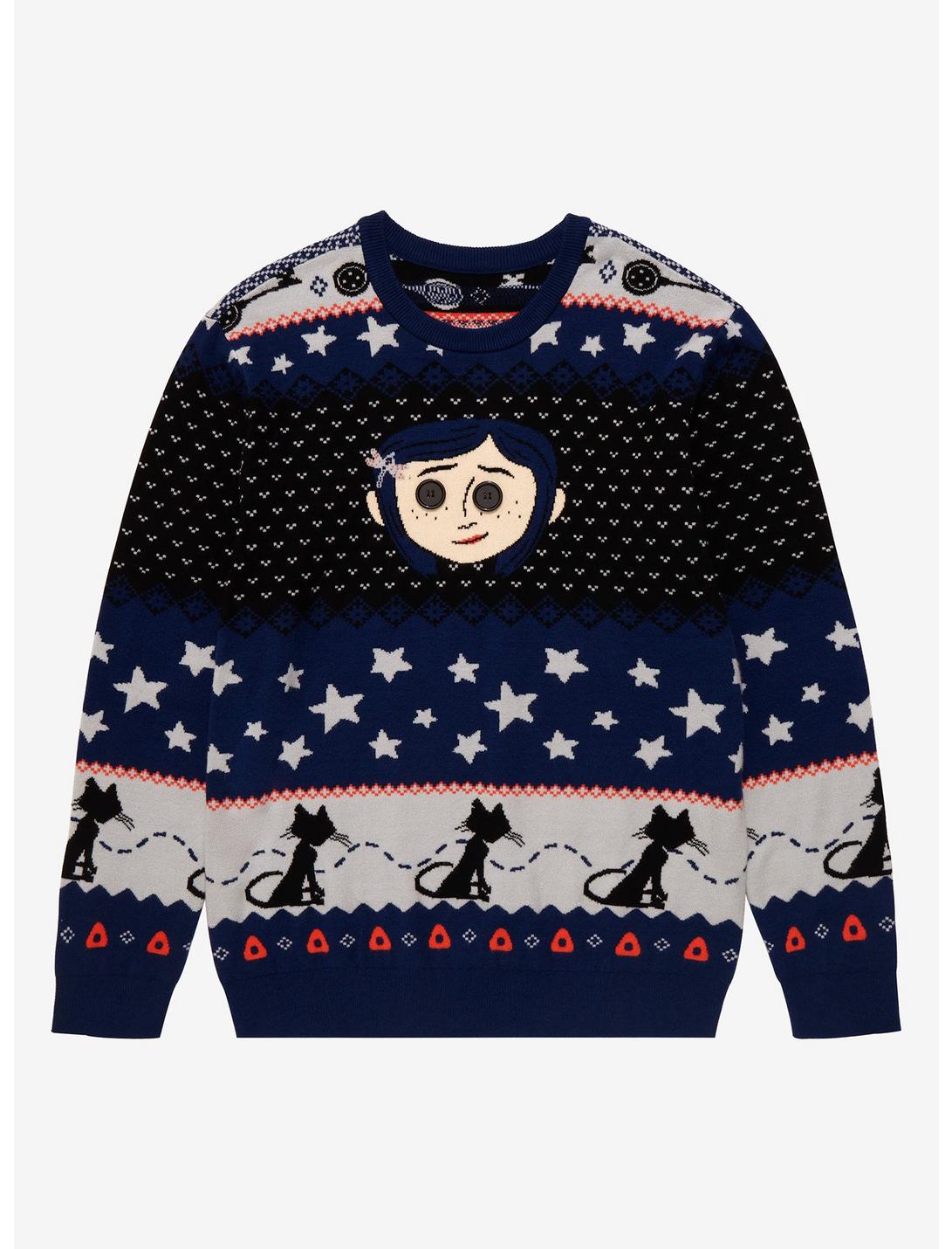 Coraline Icons Holiday Sweater - BoxLunch Exclusive , MULTI, hi-res