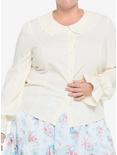 Ivory Ruffle Girls Long-Sleeve Woven Button-Up Plus Size, IVORY, hi-res