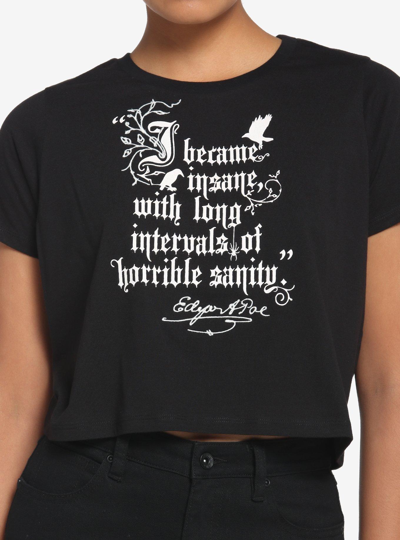 Edgar Allan Poe Quote Boxy Girls Crop T-Shirt, BLACK, hi-res