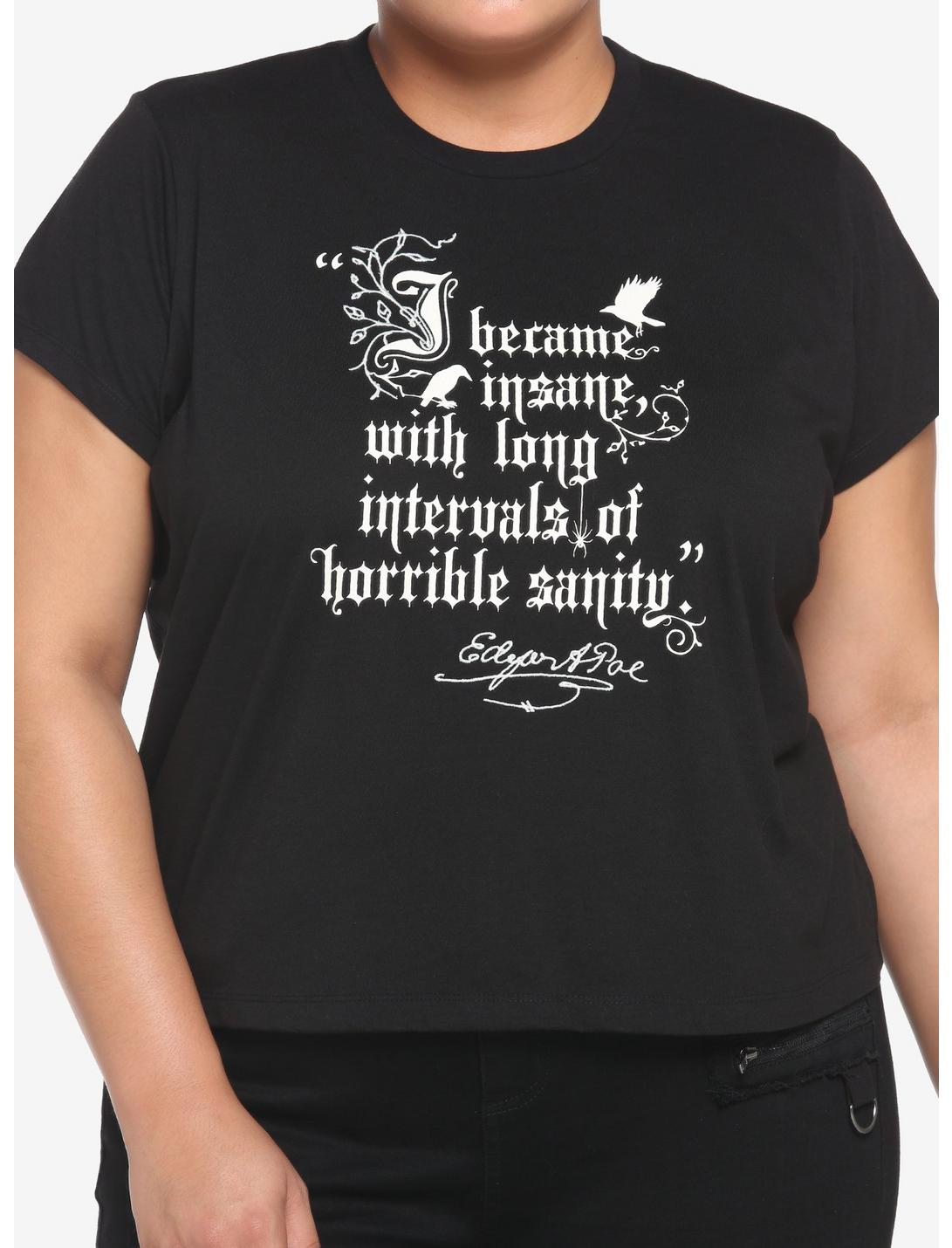 Edgar Allan Poe Quote Boxy Girls Crop T-Shirt Plus Size, BLACK, hi-res