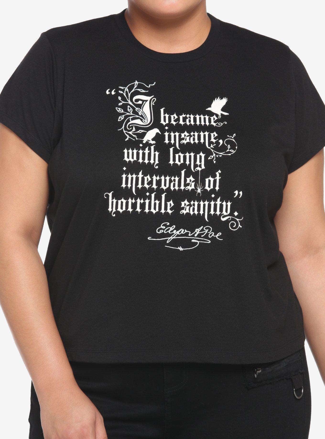Edgar Allan Poe Quote Boxy Girls Crop T-Shirt Plus Size, BLACK, hi-res