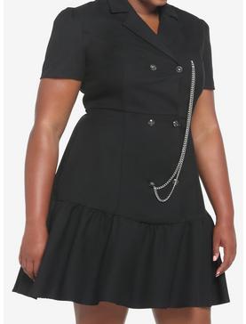 Plus Size Hardware Chain Double-Breasted Blazer Dress Plus Size, , hi-res