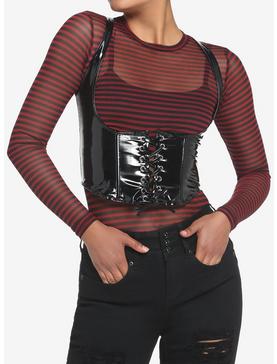 Faux Leather Under Bust Corset Girls Top, , hi-res