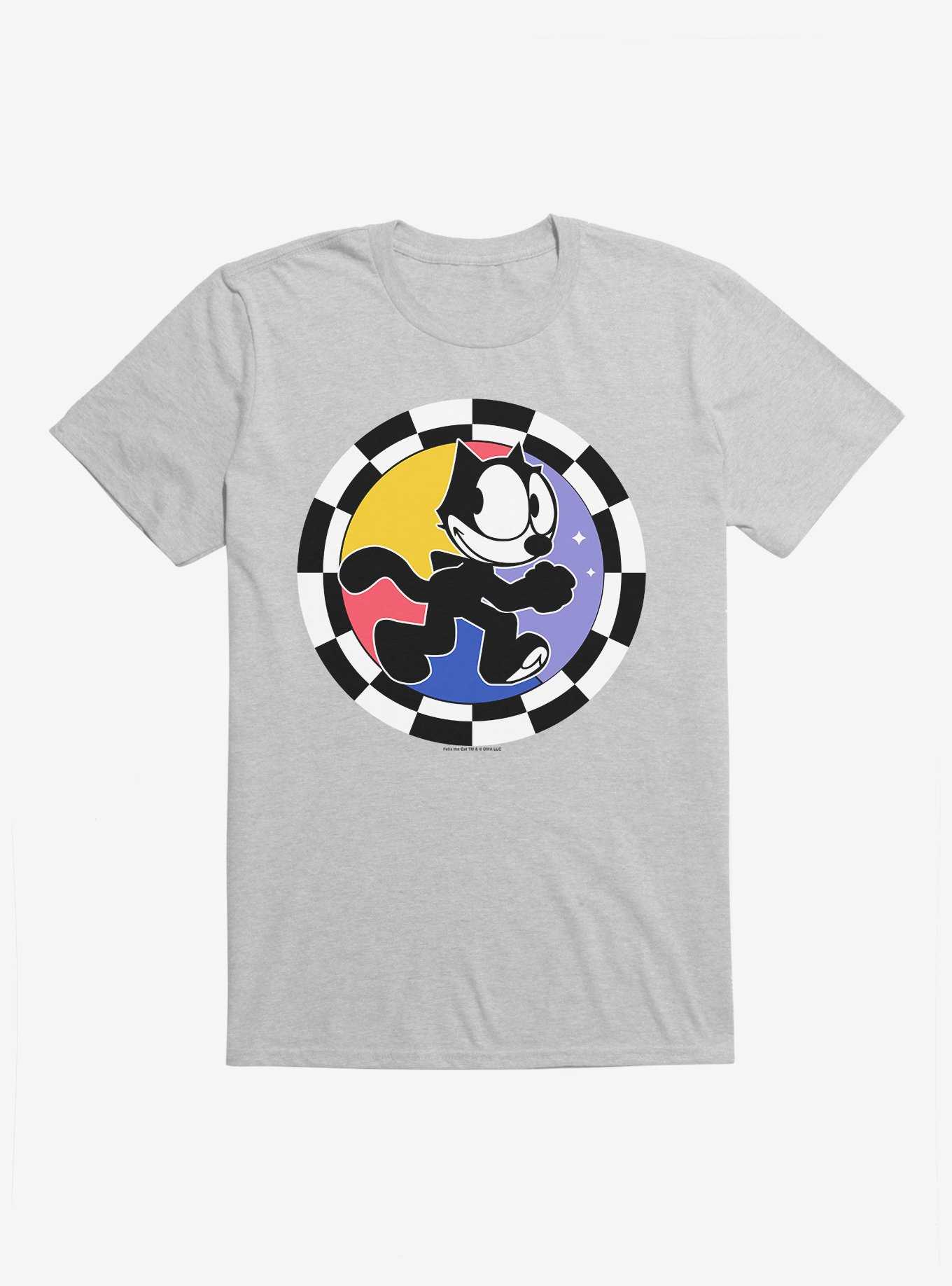 Felix The Cat Circular Checkers T-Shirt, HEATHER GREY, hi-res