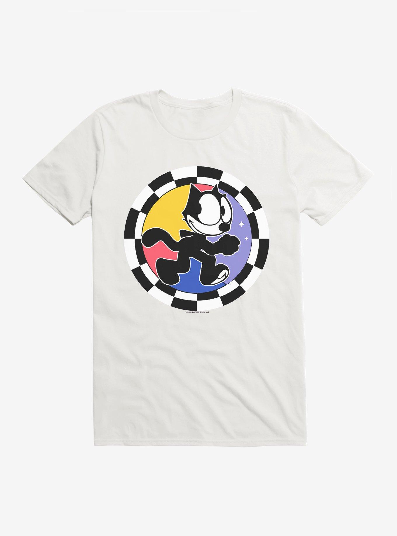 Felix The Cat Circular Checkers T-Shirt, WHITE, hi-res