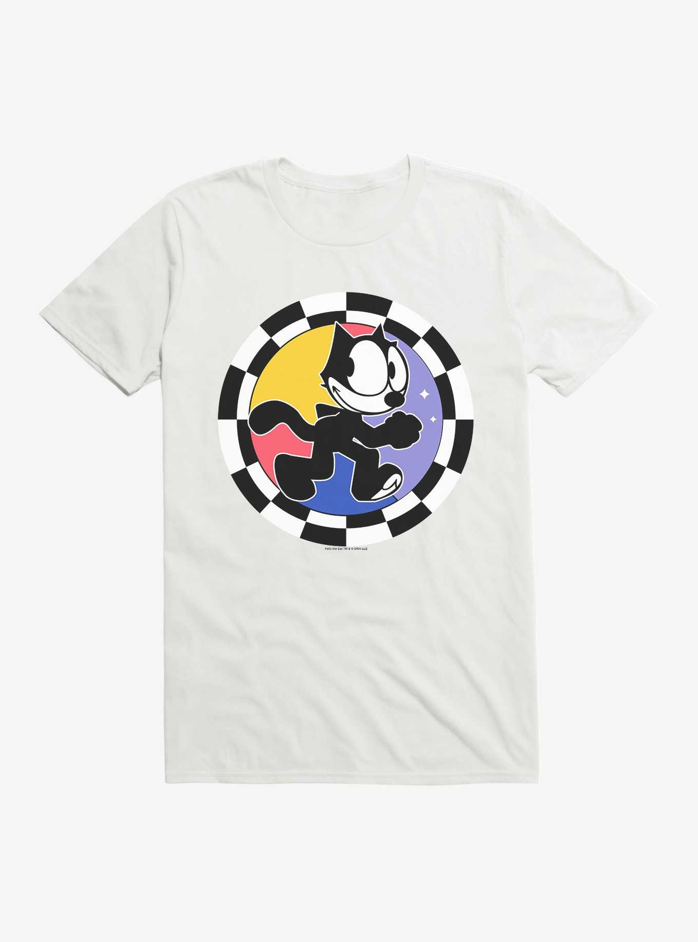 Felix The Cat Circular Checkers T-Shirt, WHITE, hi-res