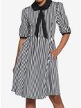 Black & White Stripe Bow Retro Dress, STRIPE WHITE AND BLACK, hi-res