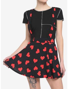 Red Hearts Black Suspender Skirt, , hi-res