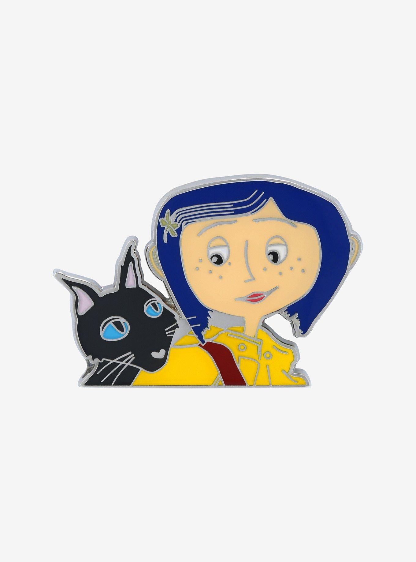 Coraline The Cat & Coraline Jones Portrait Enamel Pin - BoxLunch Exclusive, , hi-res