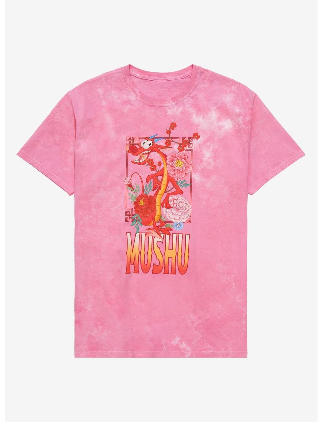 Disney Mulan Mushu Floral Women’s Tie-Dye T-Shirt - BoxLunch Exclusive, TIE DYE, hi-res