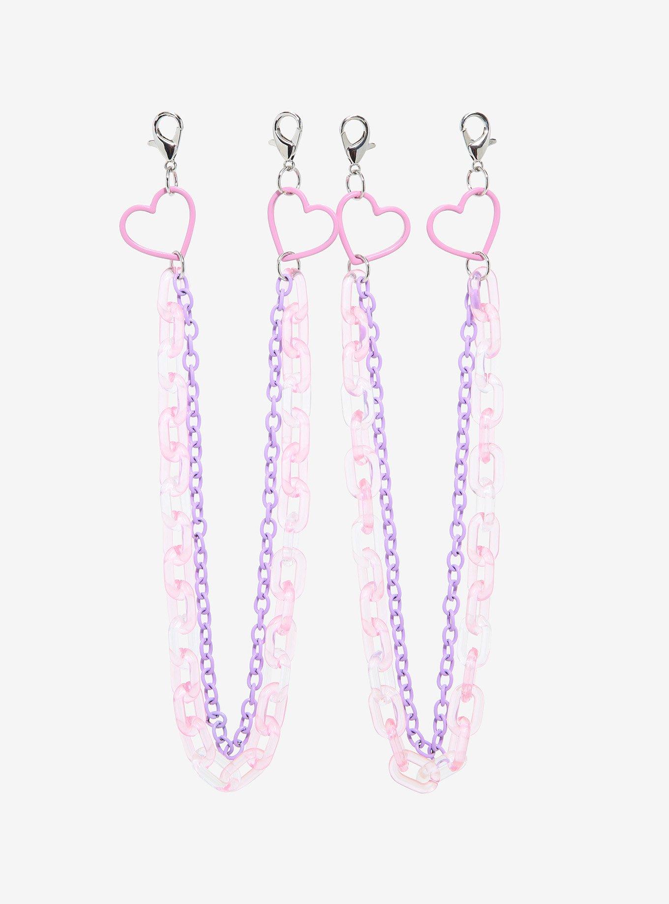 Pink & Purple Heart Shoe Chain Set | Hot Topic