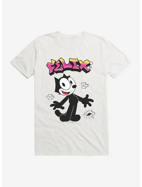 Felix The Cat Graffiti Art Brick Wall T-Shirt, WHITE, hi-res
