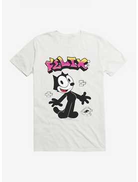 Felix The Cat Graffiti Art Brick Wall T-Shirt, WHITE, hi-res