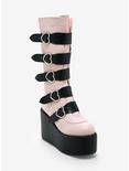 Black & Pink Heart Buckle Platform Boots, MULTI, hi-res