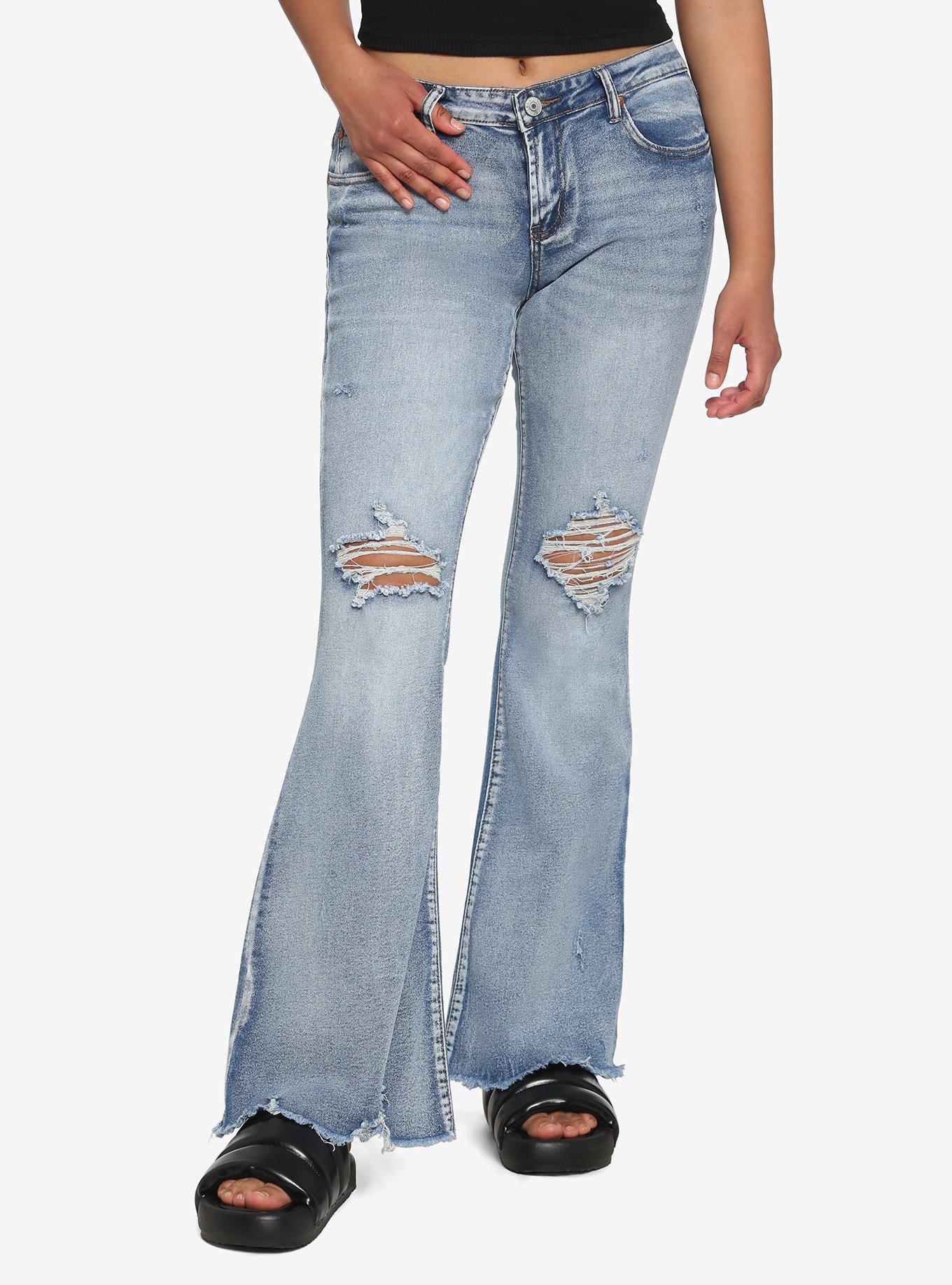 Frayed Hem Flare Pants main image 1
