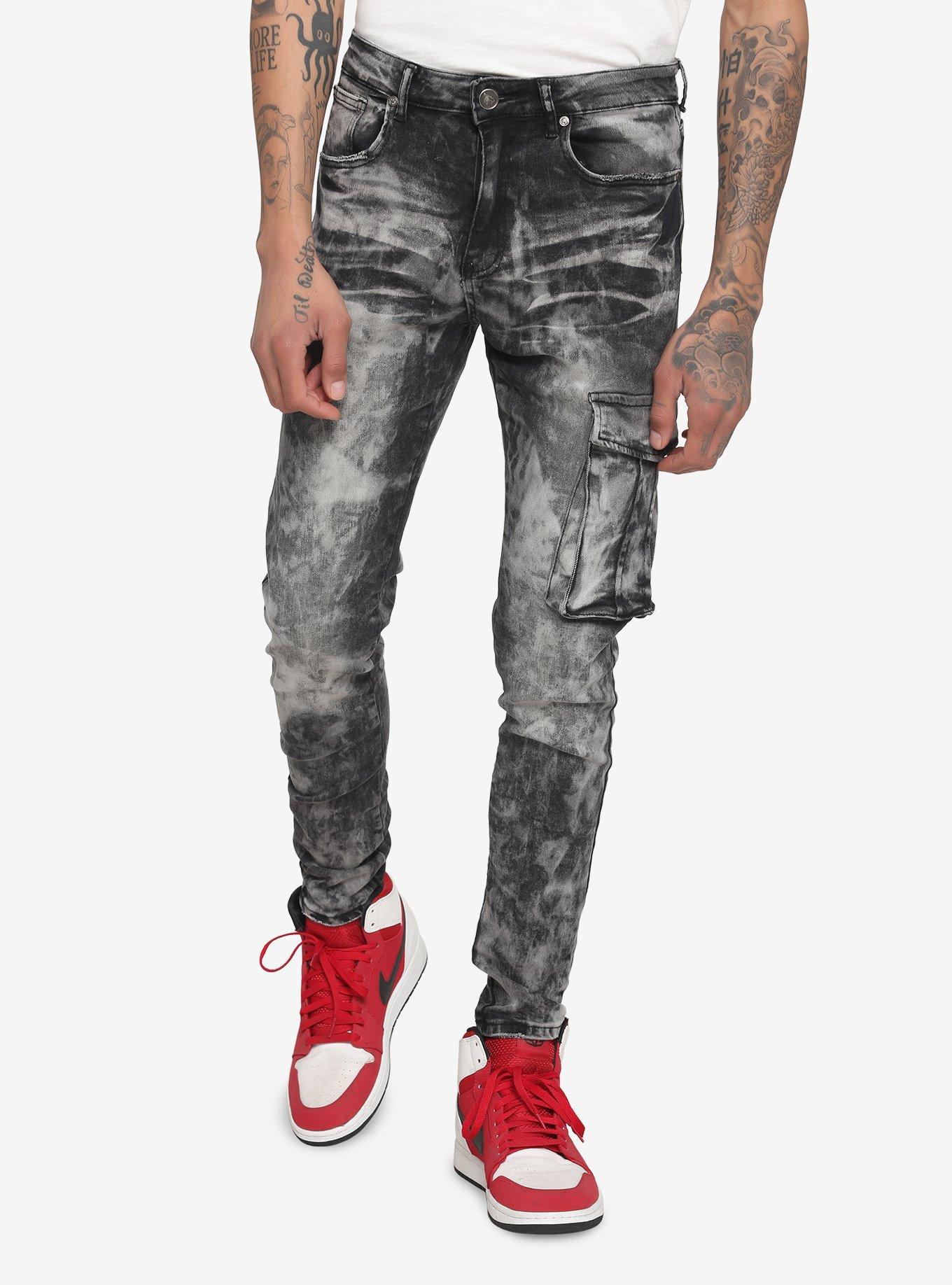 Black & Grey Wash Skinny Jeans, BLACK  GREY, hi-res
