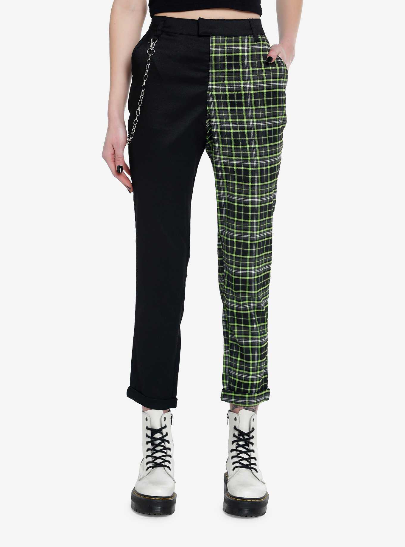 Lost Queen Punk Rock Funky Plaid Check Skinny Pants - Green Plaid Skinny  Pants