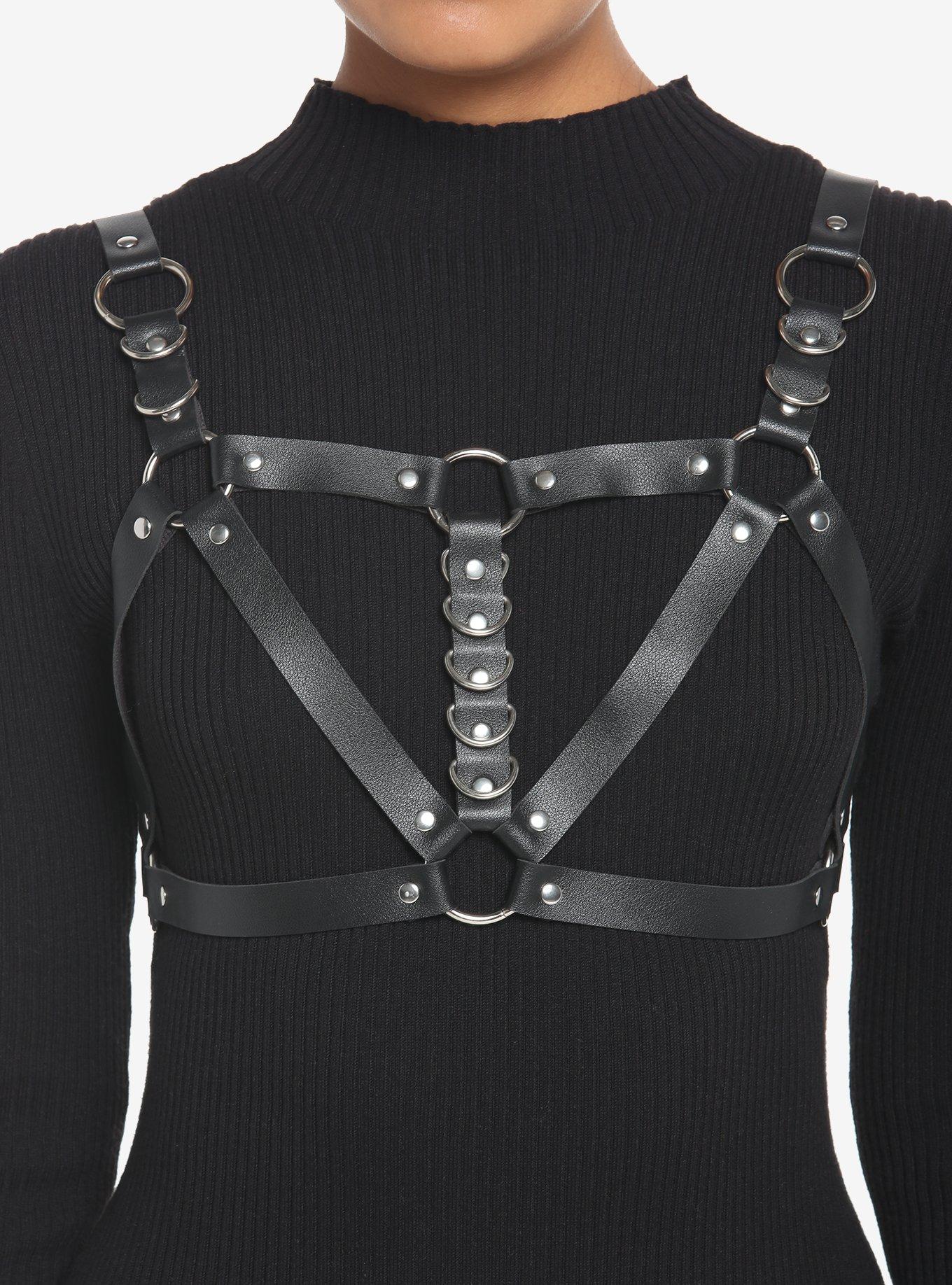 Black D-Ring Bra Harness, BLACK, hi-res
