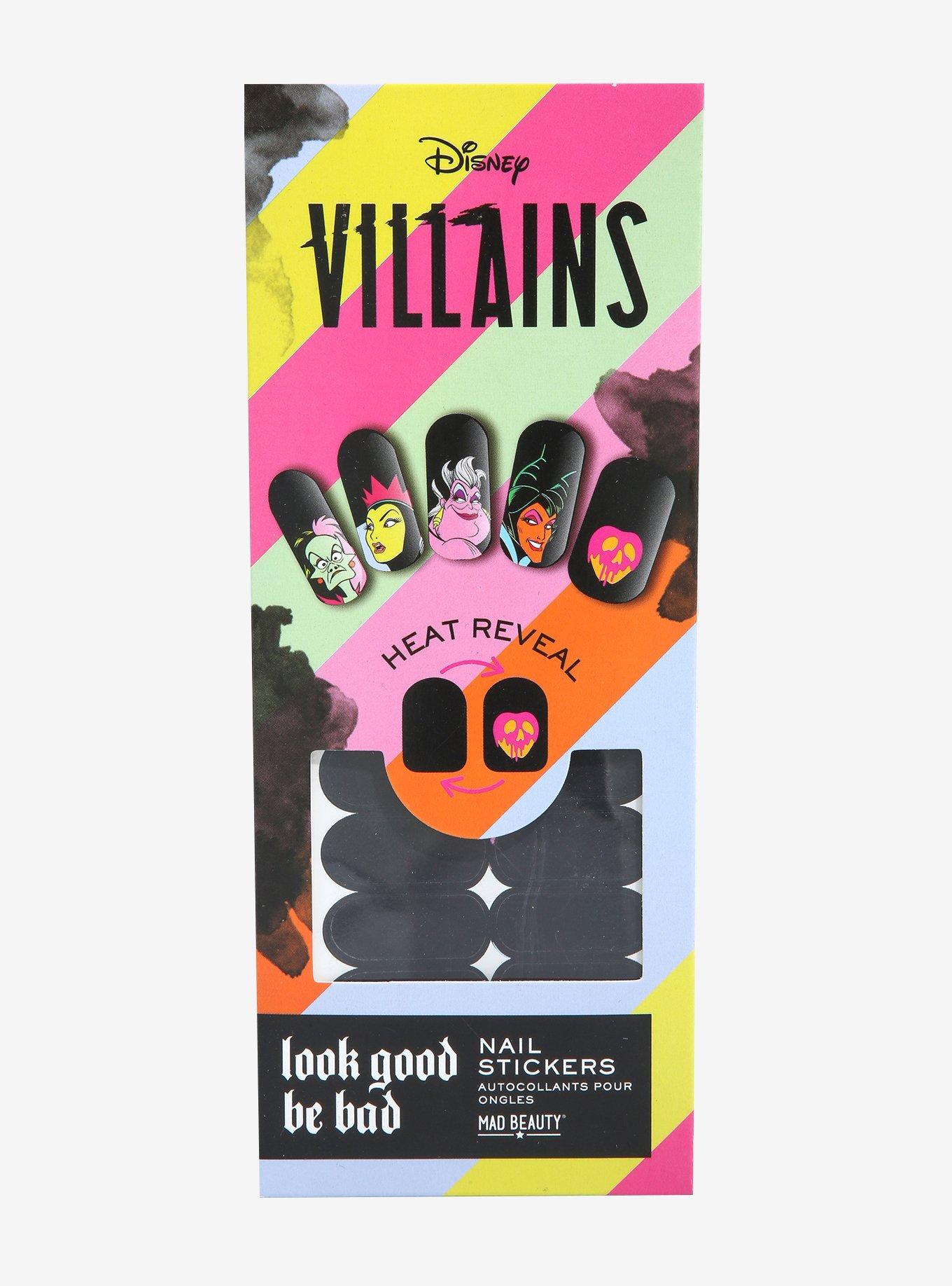 Disney Villains Pop Art Heat Reveal Nail Stickers, , hi-res