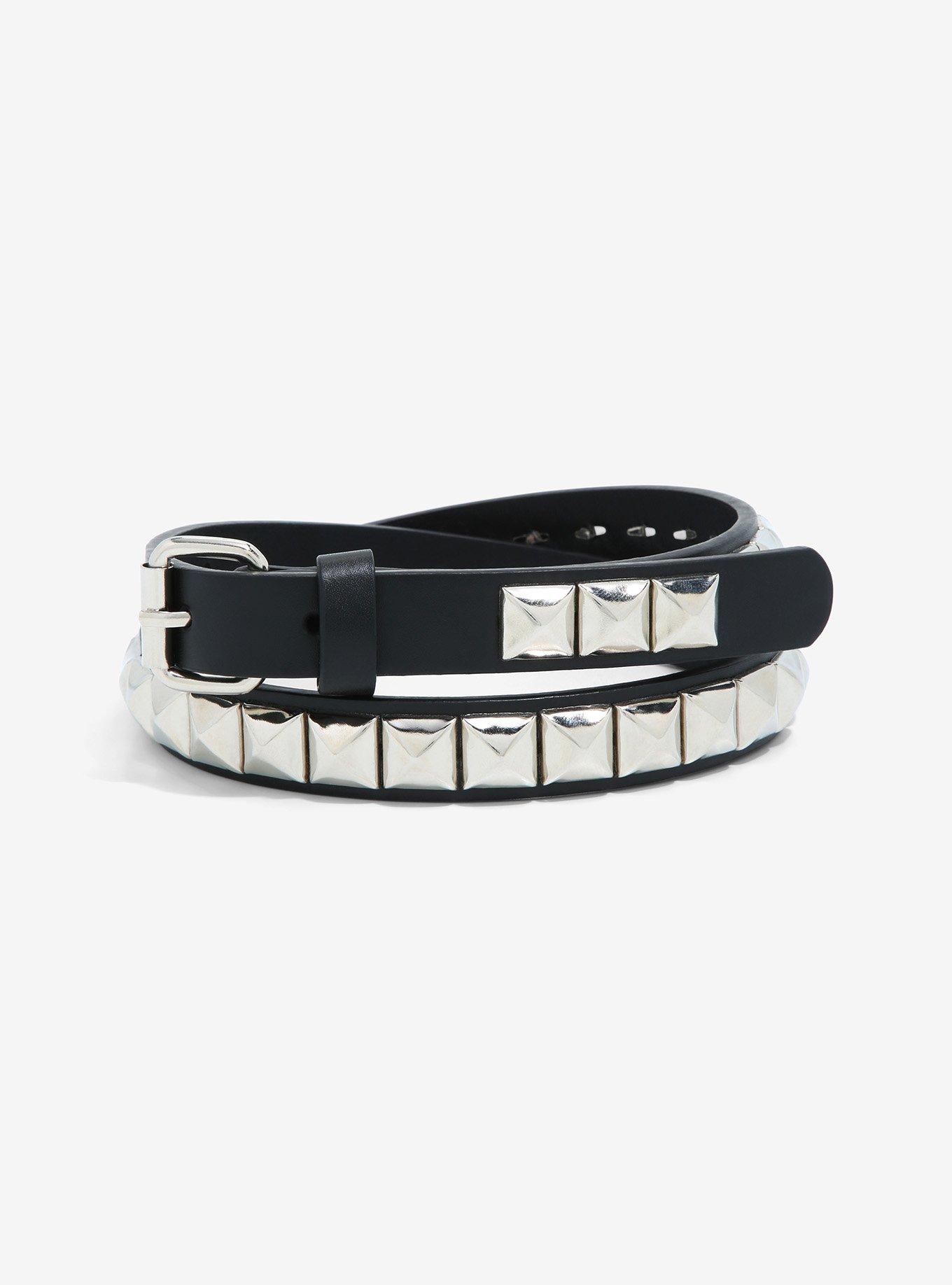 Skinny Silver Pyramid Stud Belt | Hot Topic