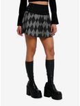 Social Collision® Black & Grey Argyle Pleated Skirt, BLACK, hi-res