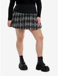 Social Collision® Black & Grey Argyle Pleated Skirt Plus Size, BLACK, hi-res