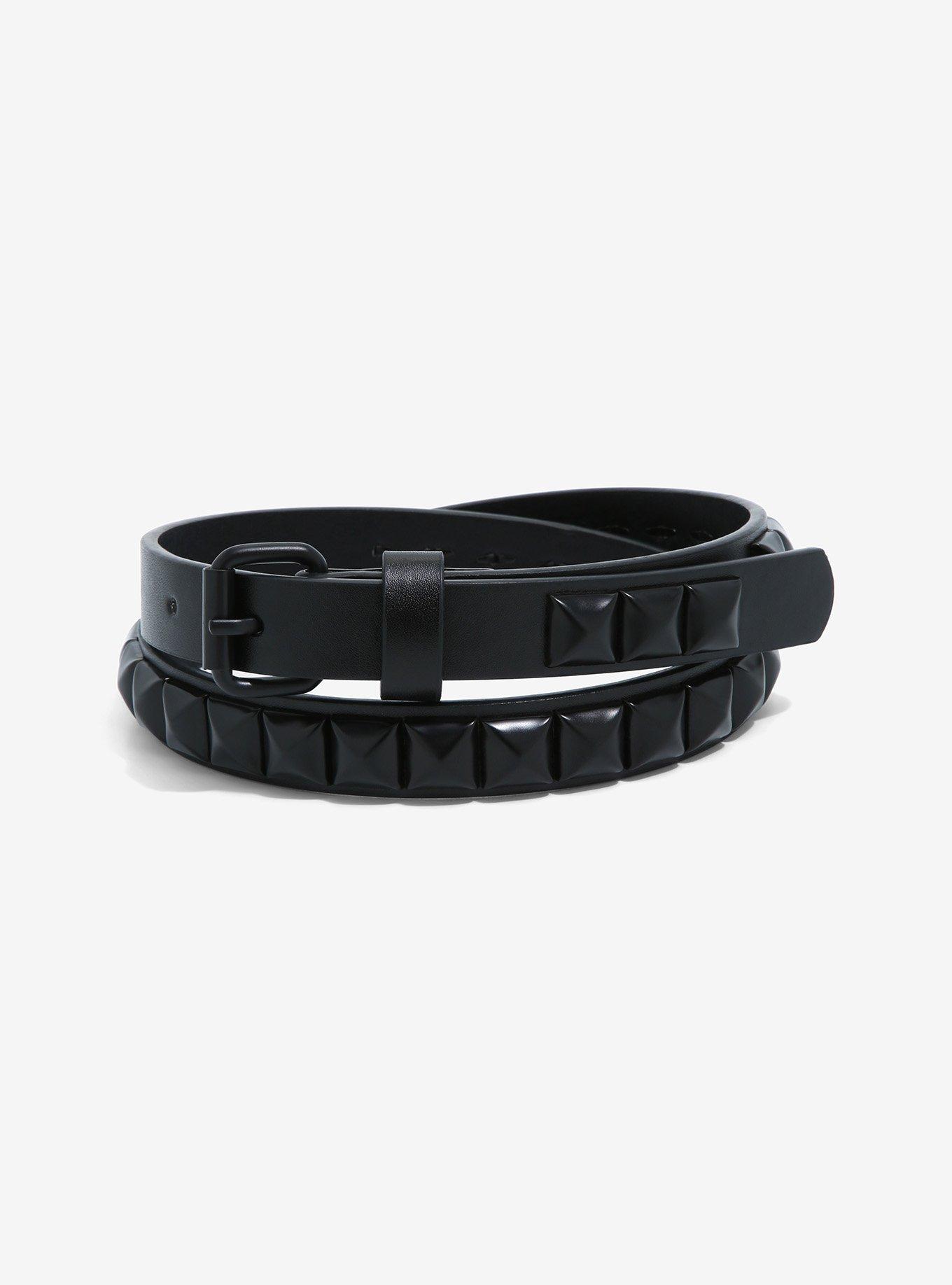 Skinny Black Pyramid Stud Belt Hot Topic
