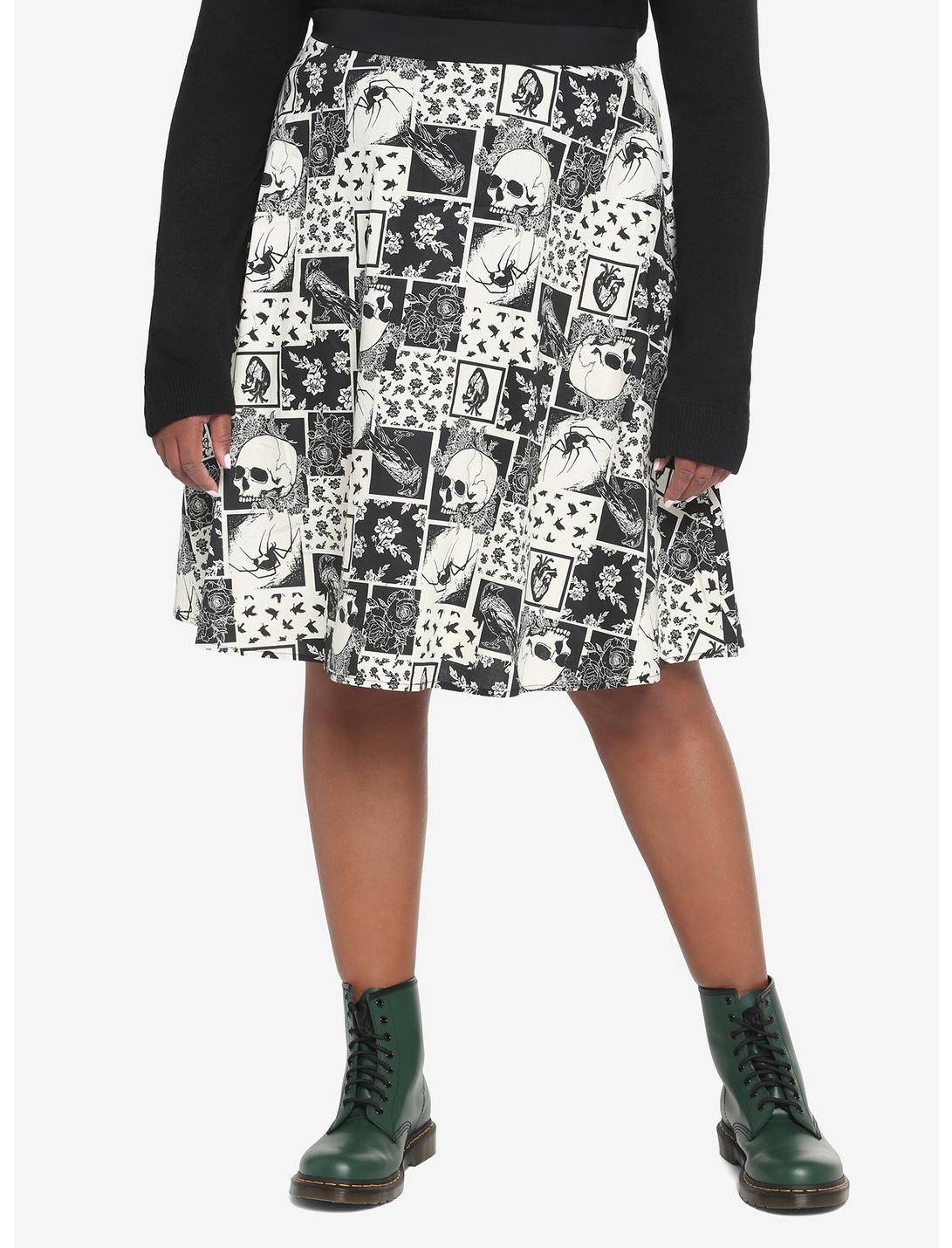 Poet Patchwork Midi Skirt Plus Size, BLACK, hi-res