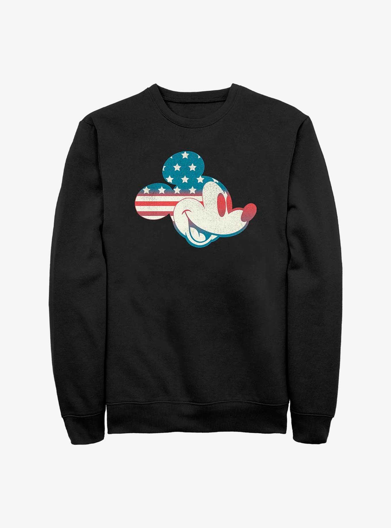 Disney Mickey Mouse American Flag Fill Sweatshirt, BLACK, hi-res