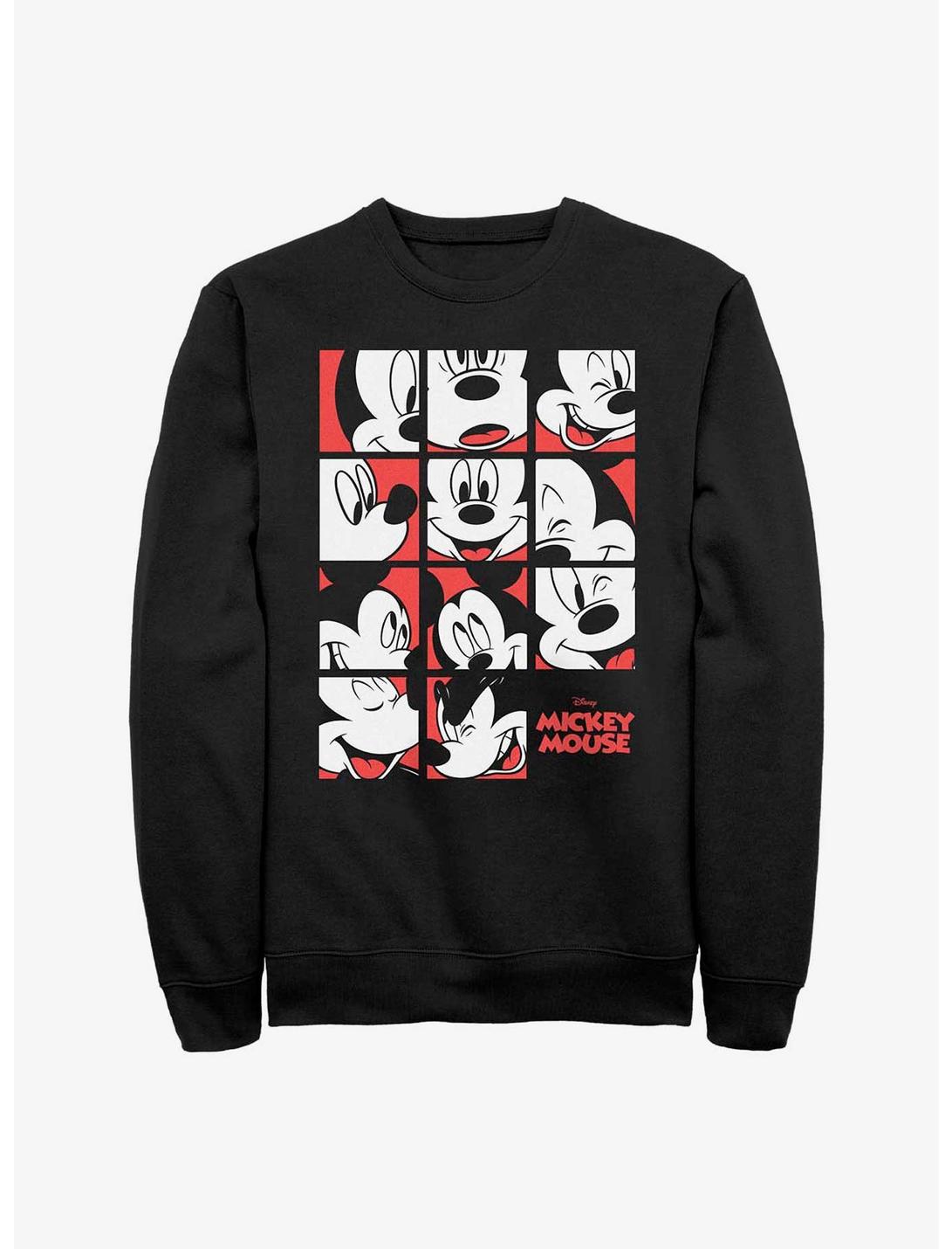 Disney Mickey Mouse Expression Grid Sweatshirt, BLACK, hi-res