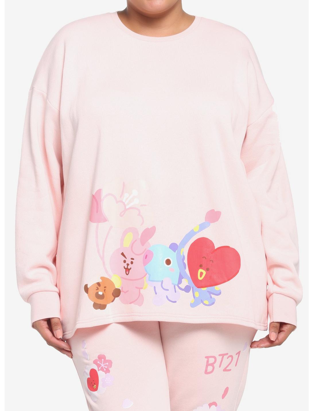 BT21 Cherry Blossom Girls Crop Sweatshirt Plus Size, PINK, hi-res