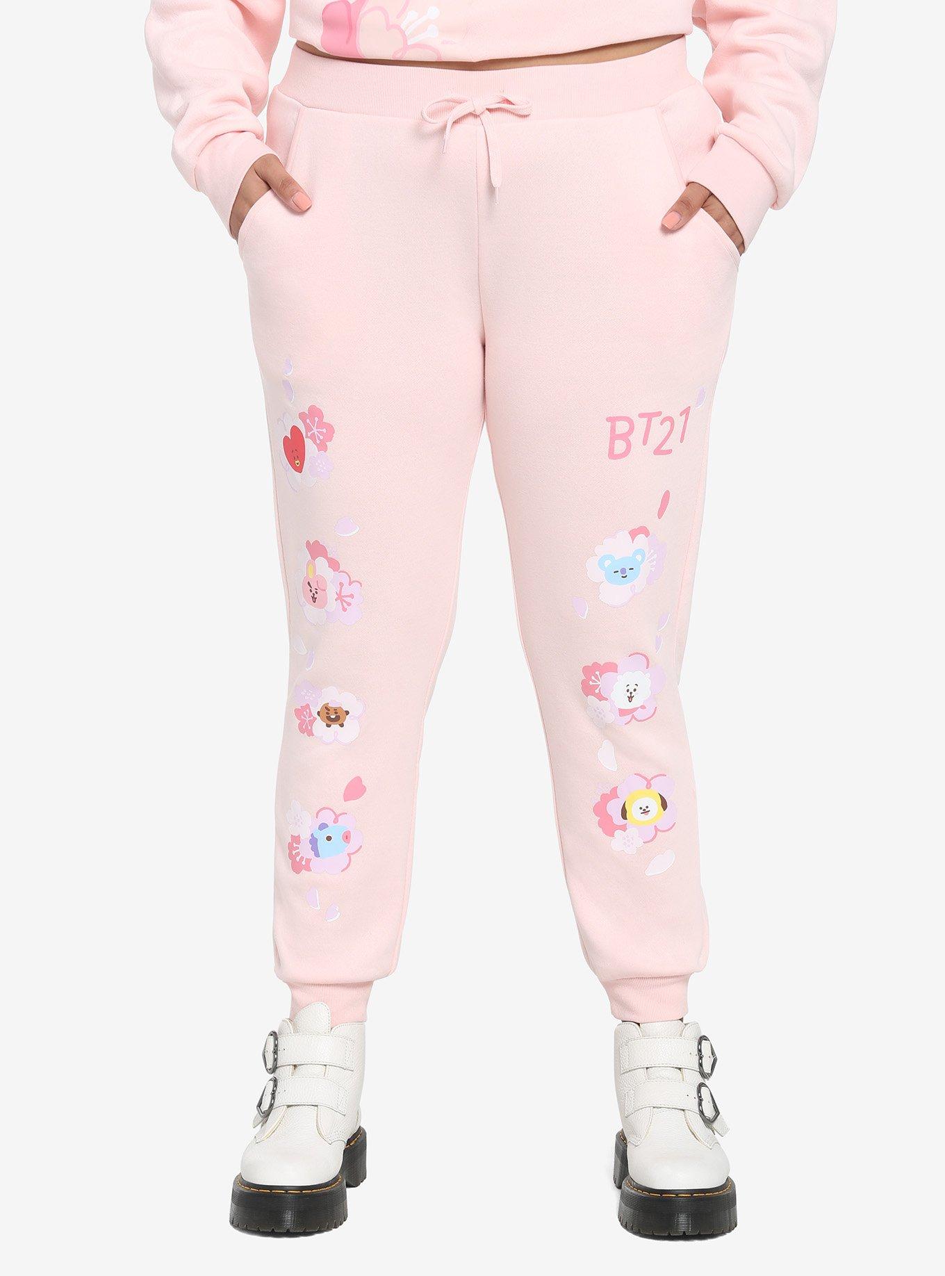 BT21 Cherry Blossom Girls Sweatpants Plus Size, PINK, hi-res