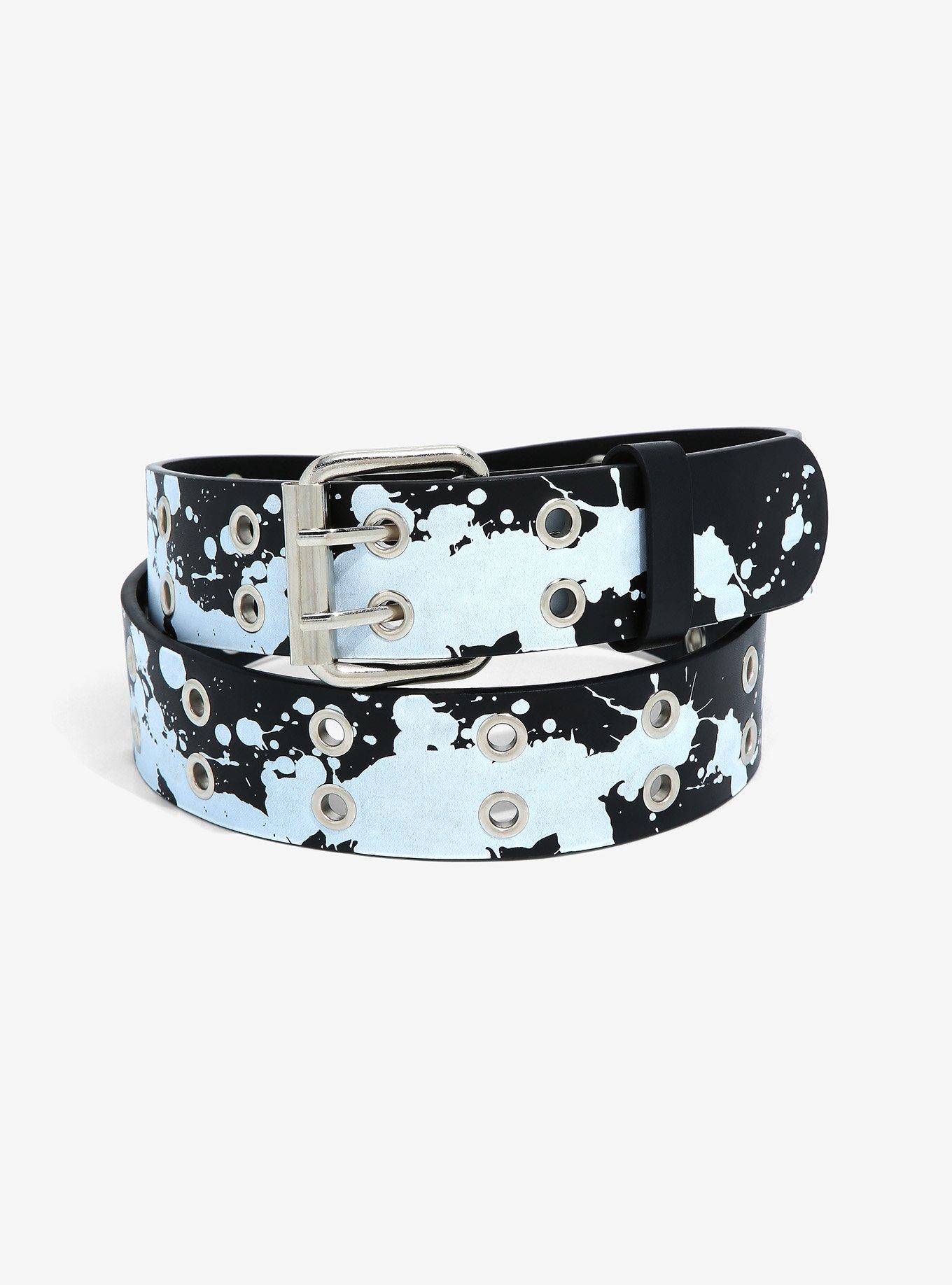 Black & White Splatter Grommet Belt Hot Topic