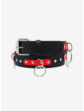 Black & Red Bondage Belt, , hi-res