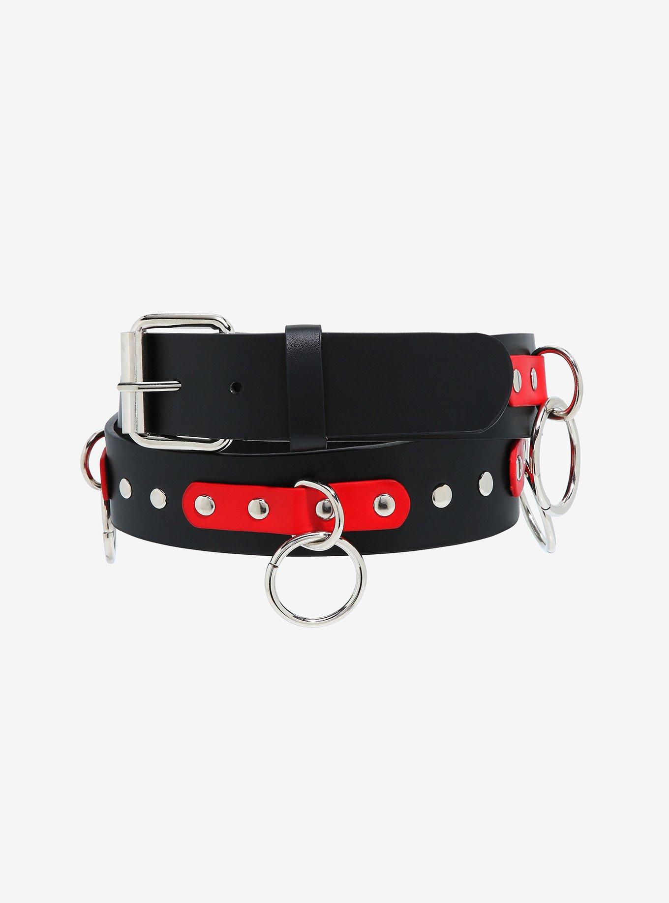 Black & Red Bondage Belt, RED, hi-res