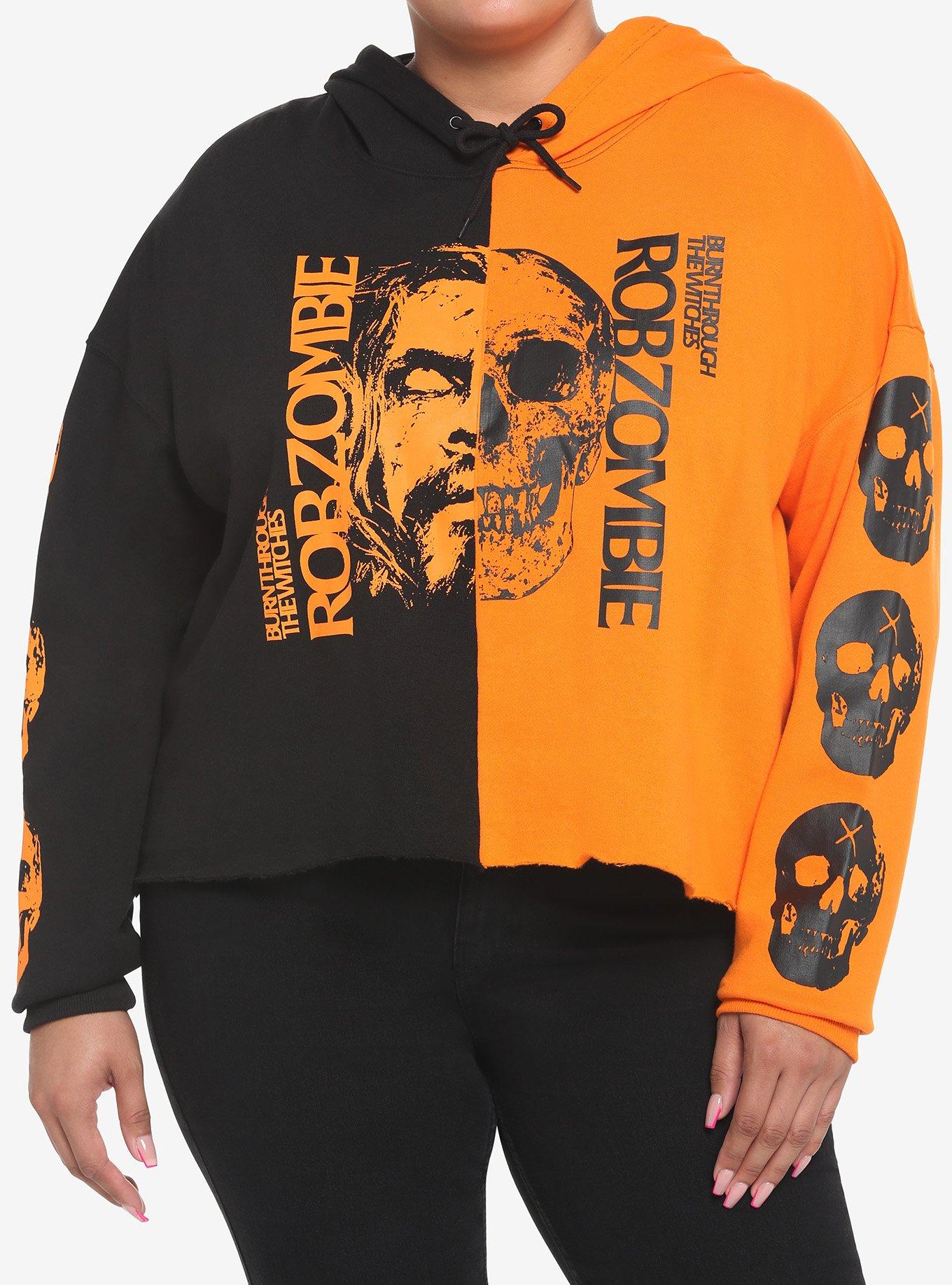 Rob Zombie Burn Through The Witches Split Crop Girls Hoodie Plus Size, MULTI, hi-res