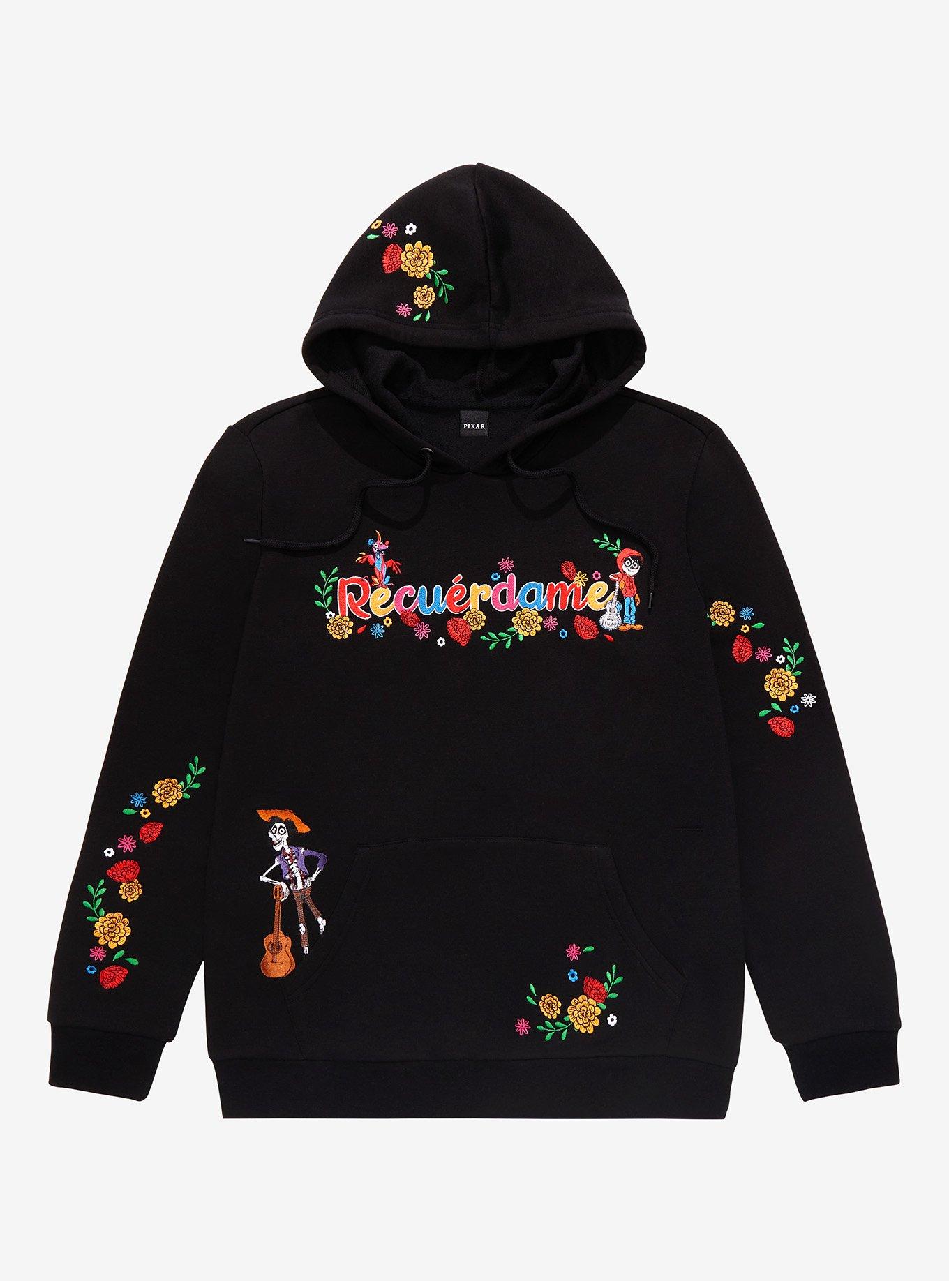 Disney Women's Licensed Floral Embroidery Fleece Sweatshirt Hoodie (Mickey,  XL)