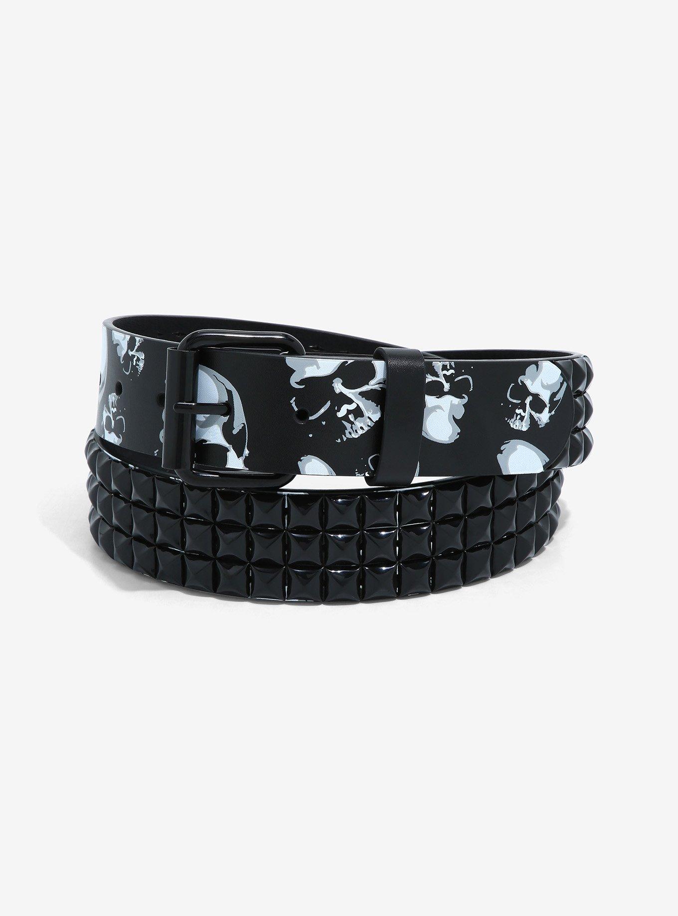 1.0) Black Emo Skull Spike Belt