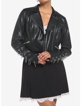 Black & Silver O-Ring Girls Moto Jacket, , hi-res