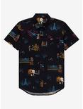 Disney Pixar Coco Land of the Dead Scenic Woven Button-Up - BoxLunch Exclusive , BLACK, hi-res