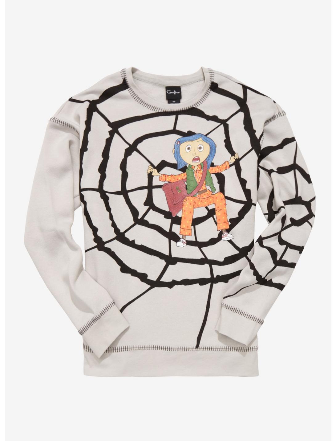Coraline Trapped in a Web Crewneck - BoxLunch Exclusive, GREY, hi-res
