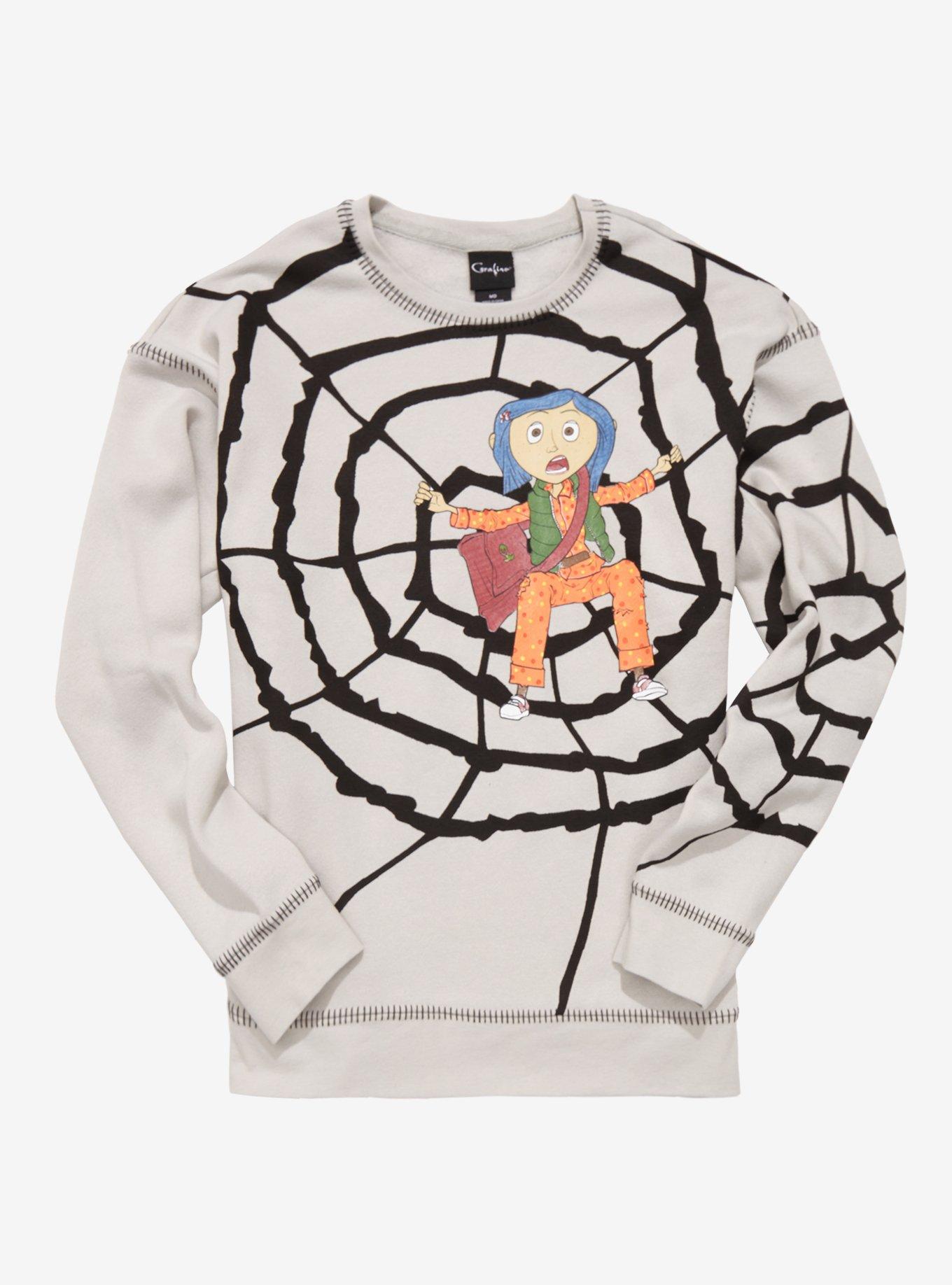 Coraline Trapped in a Web Crewneck - BoxLunch Exclusive, GREY, hi-res