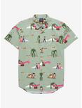 Studio Castle in the Sky Scenic Woven Button-Up - BoxLunch Exclusive, SAGE, hi-res