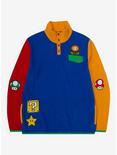 Nintendo Super Mario Bros. Icons Color Block Fleece Jacket - BoxLunch Exclusive, MULTI, hi-res