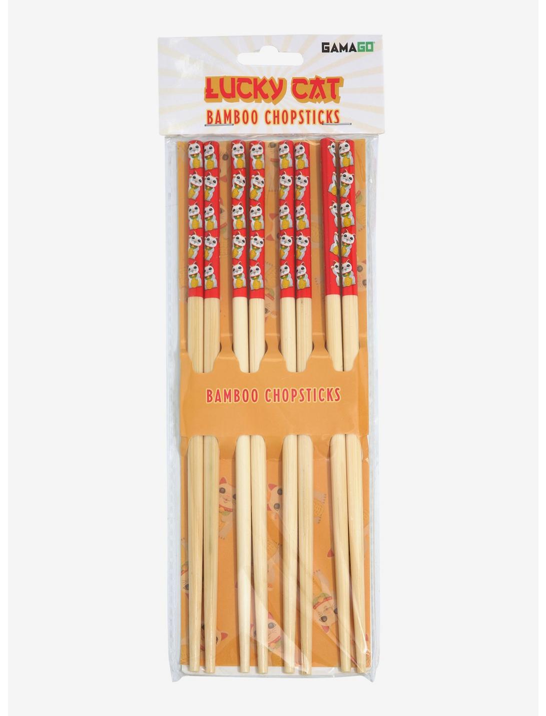 Lucky Cat Bamboo Chopstick Set, , hi-res