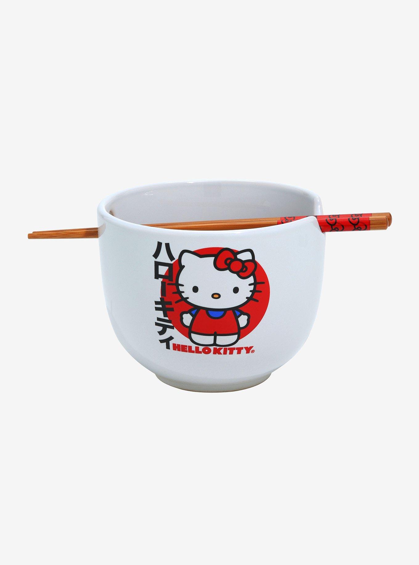 Hello Kitty Kanji Ramen Bowl With Chopsticks