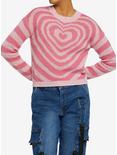 Pink Heart Girls Sweater, PINK, hi-res