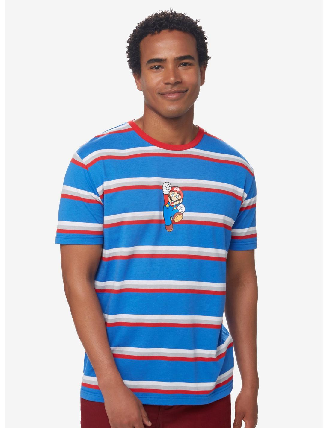 Nintendo Super Mario Bros. Mario Striped T-Shirt - BoxLunch Exclusive, MULTI STRIPE, hi-res